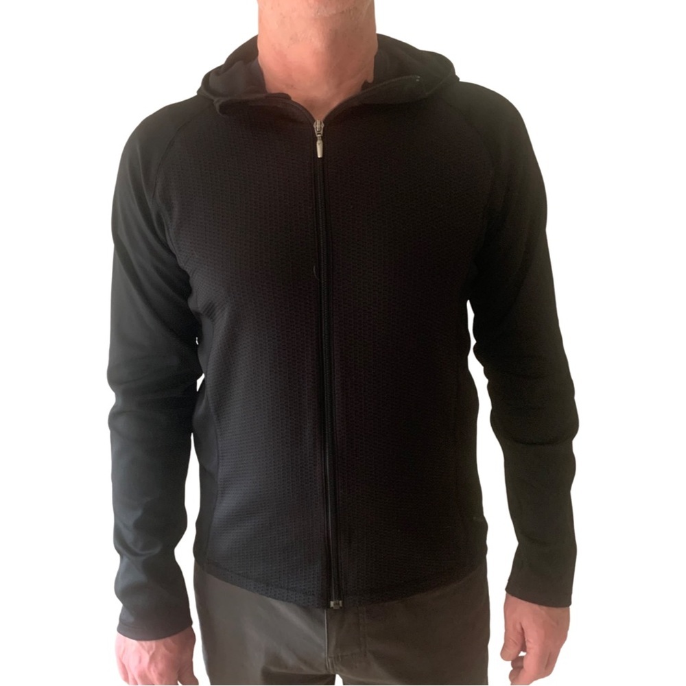 COLUMBIA Titanium Full Zip Black Hooded Jacket Stretch Athletic Size Large